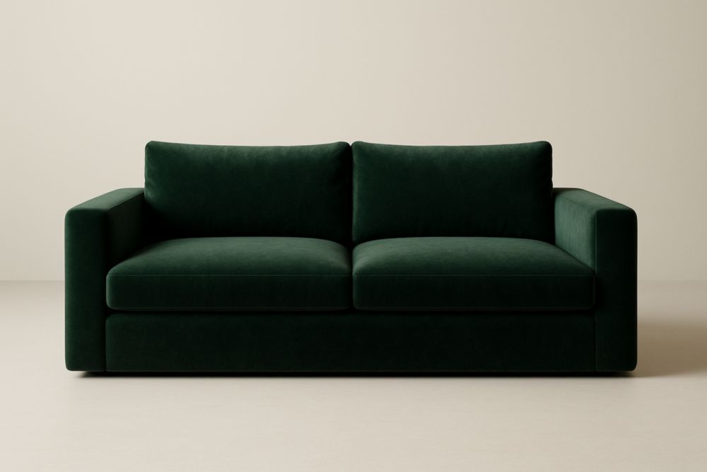 Canapé 2 places en velours vert-Aurabellae