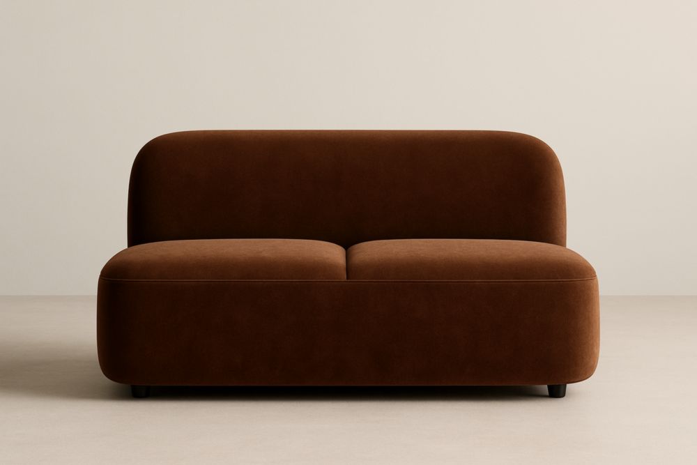 Canapé 2 Places Velours Marron-Aurabellae