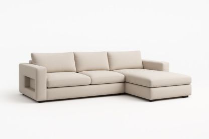 Canapé d'angle en tissu polyester beige-Aurabellae