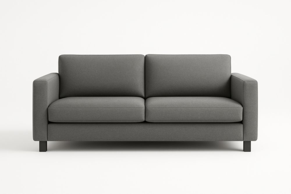 Canapé 2 Places Tissu Gris 180x85x80cm, avec coussins-Aurabellae