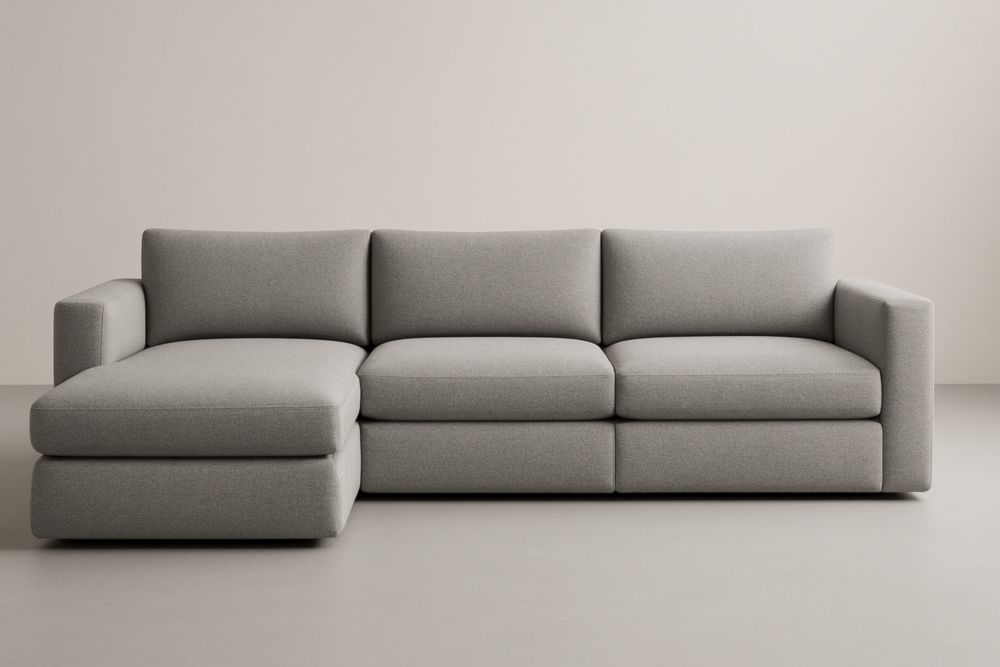 Canapé d'angle tissu gris 300x150x85 cm, avec coussins-Aurabellae