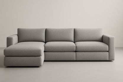 Canapé d'angle tissu gris 300x150x85 cm, avec coussins-Aurabellae