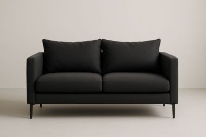 Canapé 2 Places en Tissu Noir, avec coussins-Aurabellae