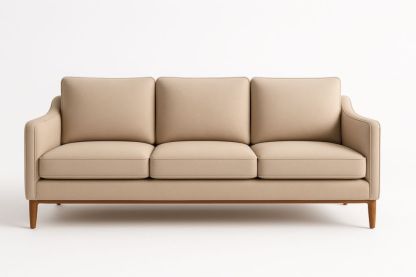 Canapé 3 places en tissu polyester beige, pieds en chêne, 210 x85x90cm-Aurabellae