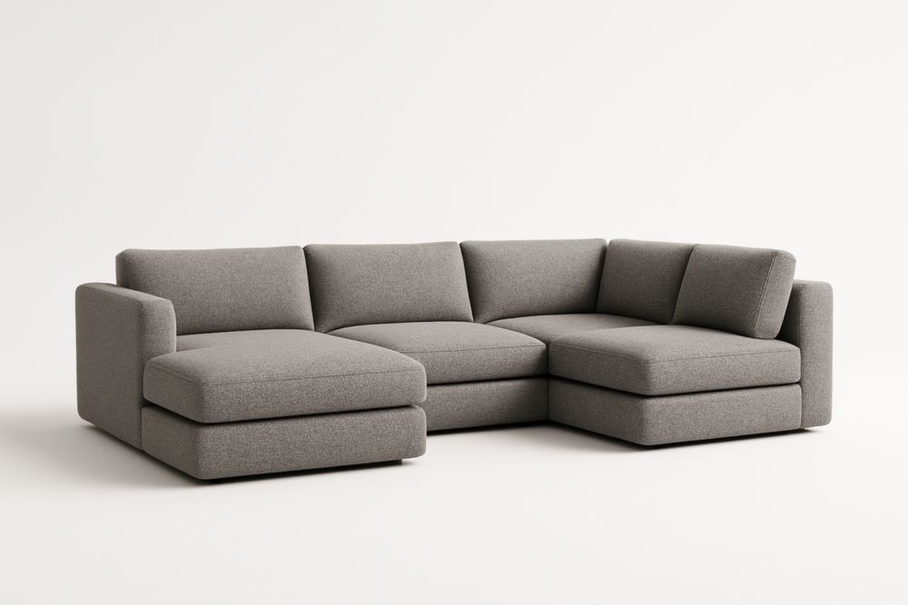 Canapé d'angle modulable en tissu gris-Aurabellae