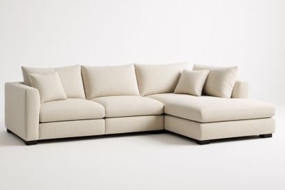 Canapé d'angle en tissu beige-Aurabellae