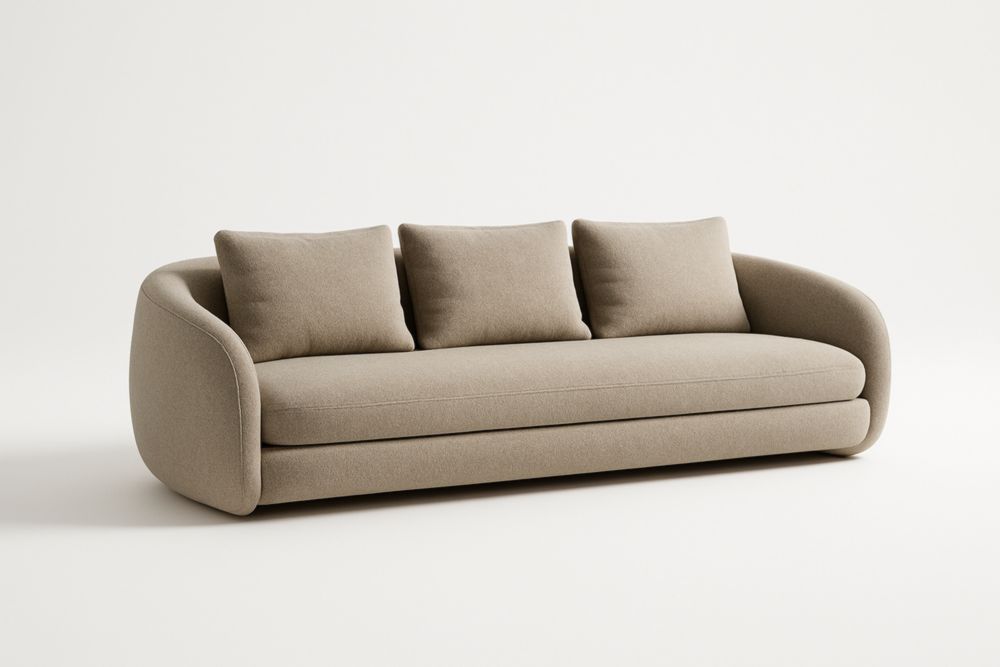 Canapé 3 places beige en tissu-Aurabellae