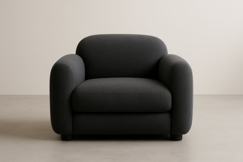Fauteuil de détente en tissu polyester gris anthracite, 100 x 90 x 75 cm-Aurabellae