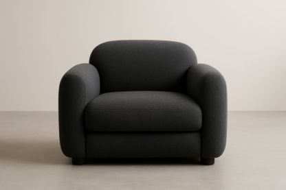 Fauteuil de détente en tissu polyester gris anthracite, 100 x 90 x 75 cm-Aurabellae