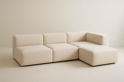 Canapé d'angle modulable en tissu beige-Aurabellae