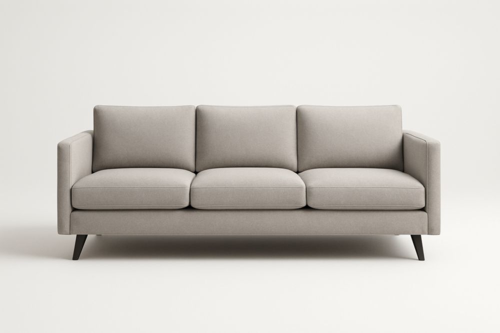 Canapé plusieurs places en tissu beige, pieds en bois massif-Aurabellae