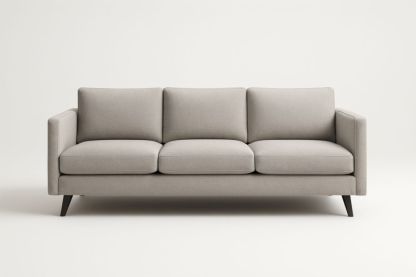 Canapé plusieurs places en tissu beige, pieds en bois massif-Aurabellae