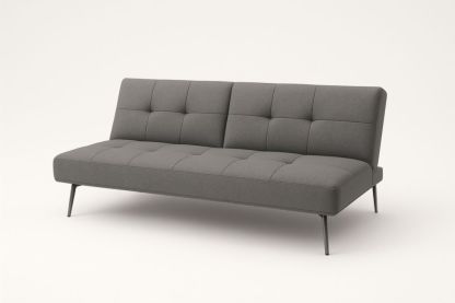 Canapé-lit en tissu gris, pieds en aluminium, 182 x 88 x 80 cm-Aurabellae