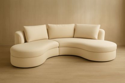 Canapé d'angle courbé en tissu beige-Aurabellae