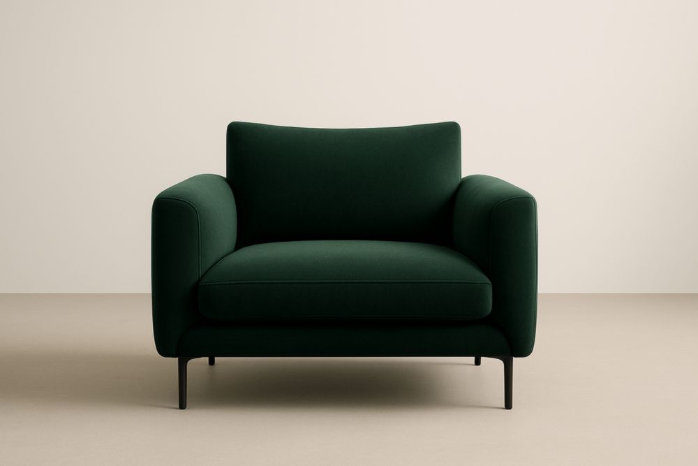 Fauteuil en tissu polyester vert foncé avec pieds en aluminium-Aurabellae