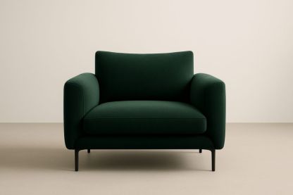 Fauteuil en tissu polyester vert foncé avec pieds en aluminium-Aurabellae