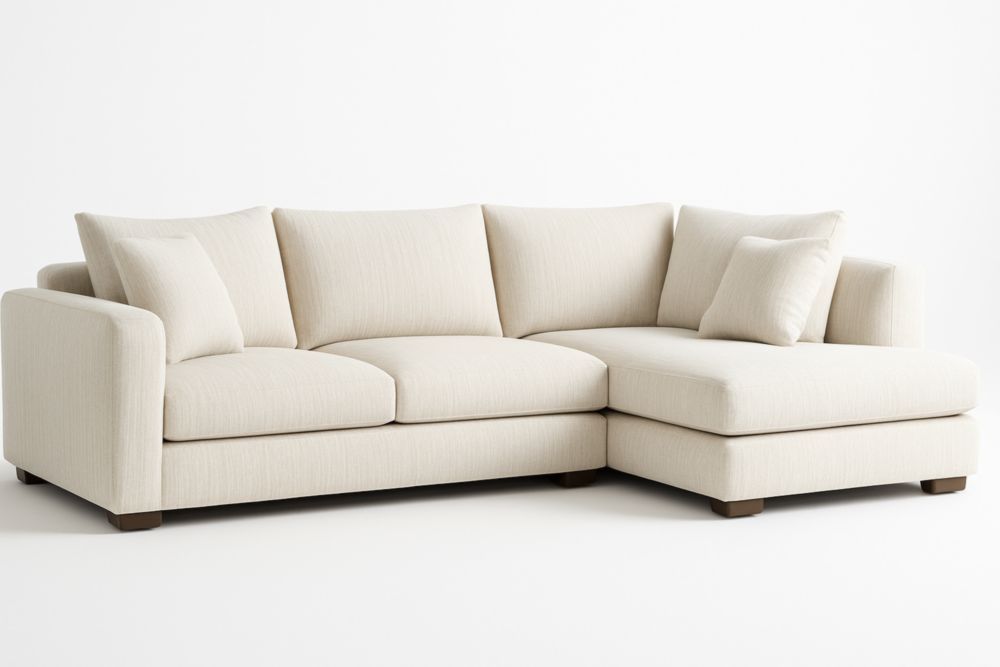 Canapé d'angle en tissu beige 250x150x85 cm-Aurabellae