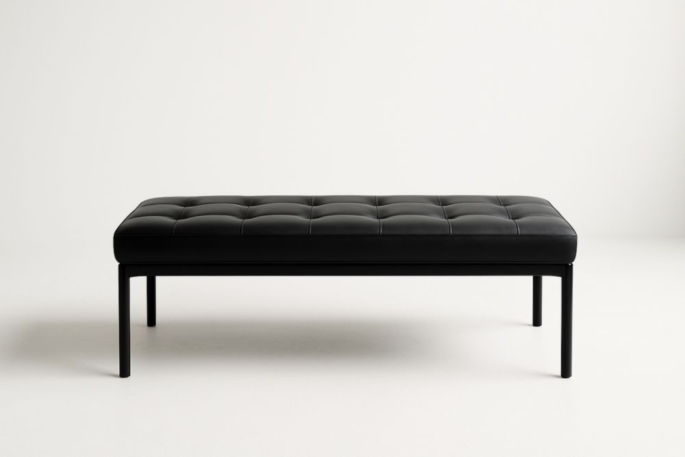 Banc rectangulaire en cuir synthétique noir 120x40x45 cm-Aurabellae