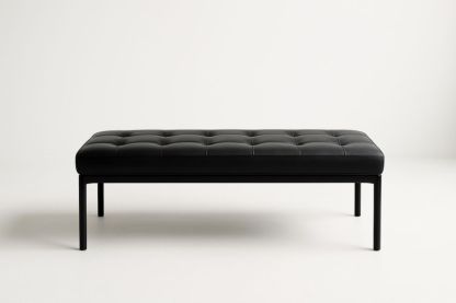 Banc rectangulaire en cuir synthétique noir 120x40x45 cm-Aurabellae