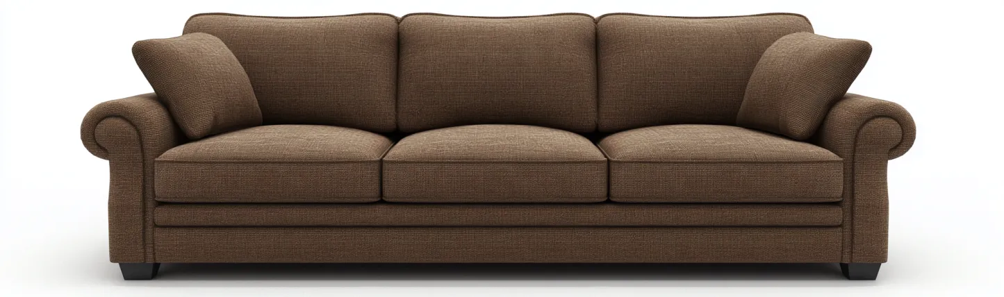 Canapé 3 places en tissu - 215x95x88 cm - marron café - style classique et confortable - pour salon familial-Comfyene