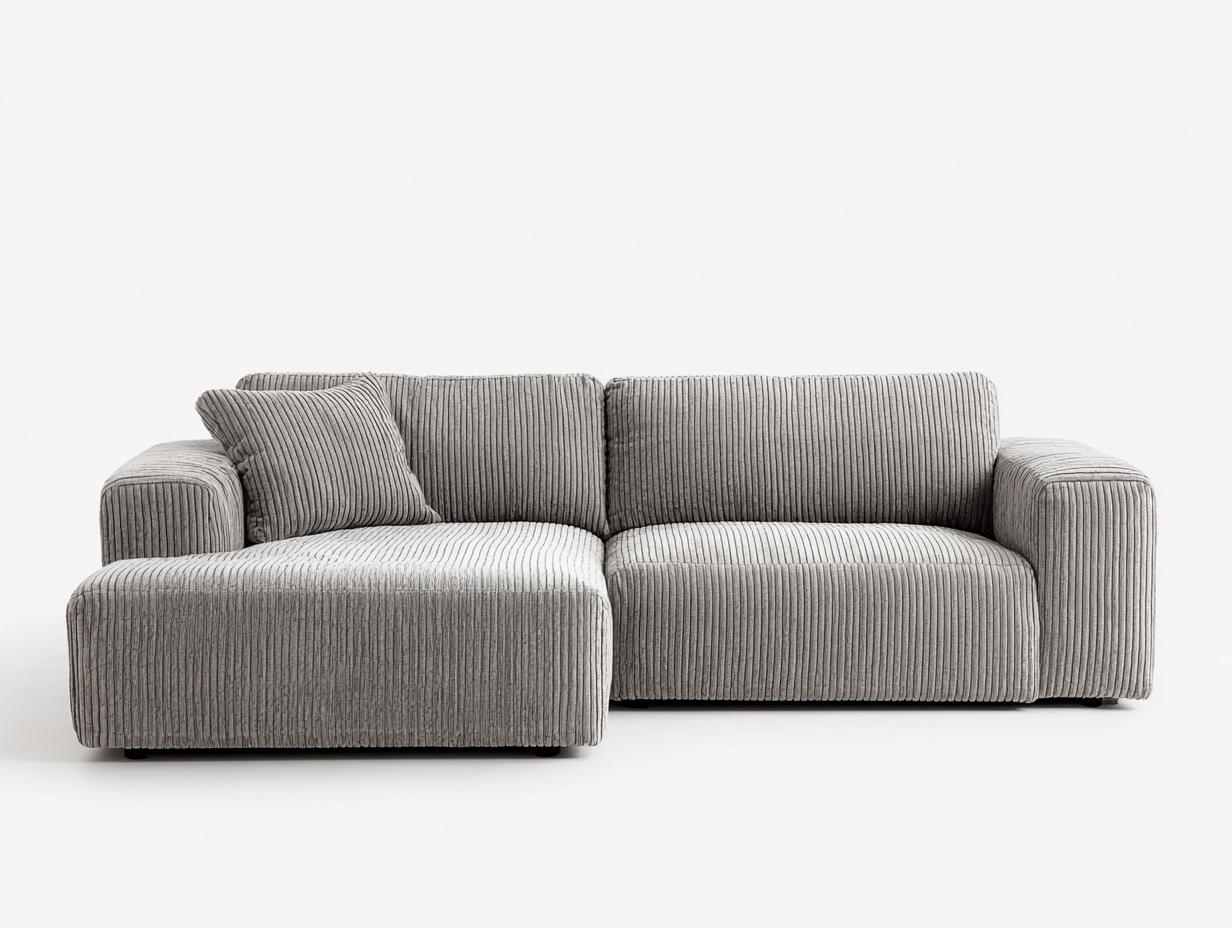 Canapé d'angle en tissu gris clair 250x160x85 cm - structure en bois - design moderne confortable-Comfyene