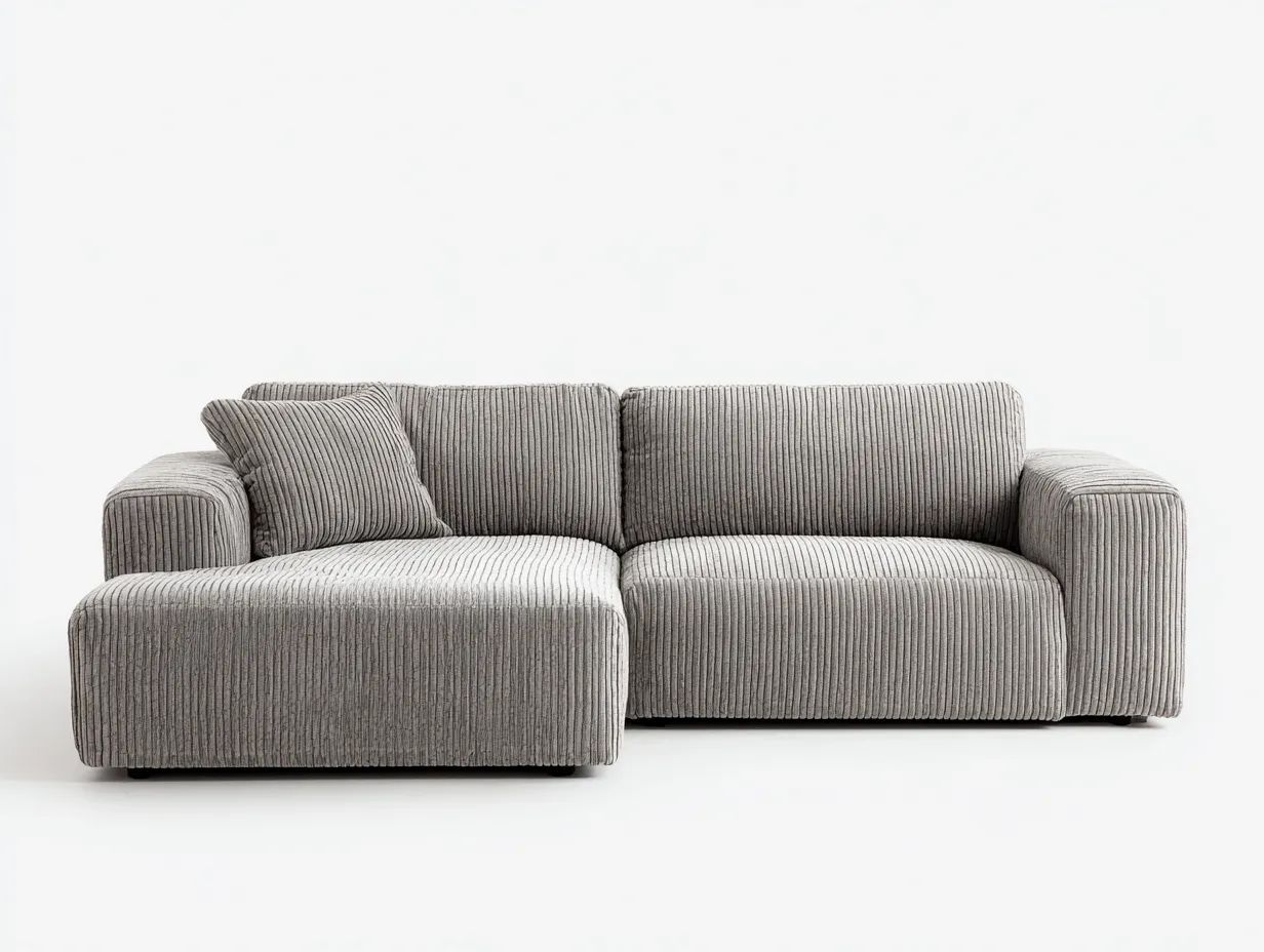 Canapé d'angle en tissu gris clair 250x160x85 cm - structure en bois - design moderne confortable-Comfyene