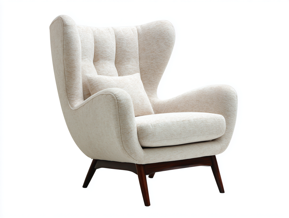 Fauteuil en tissu beige/noir 80x85x105 cm - dossier haut ergonomique - piètement en bois massif-Comfyene