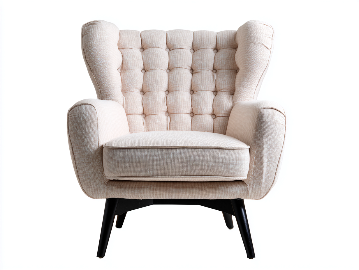 Fauteuil en tissu 85x90x100 cm - beige/noir - style moderne capitonné-Comfyene
