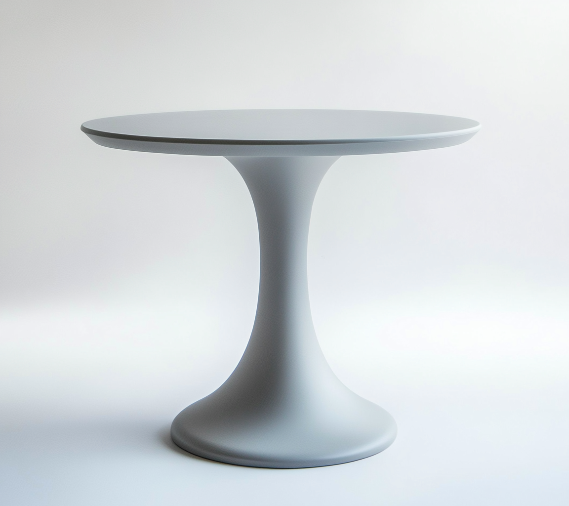 Table à manger ronde en plastique 90x90x74 cm - gris clair - style contemporain minimaliste-Comfyene