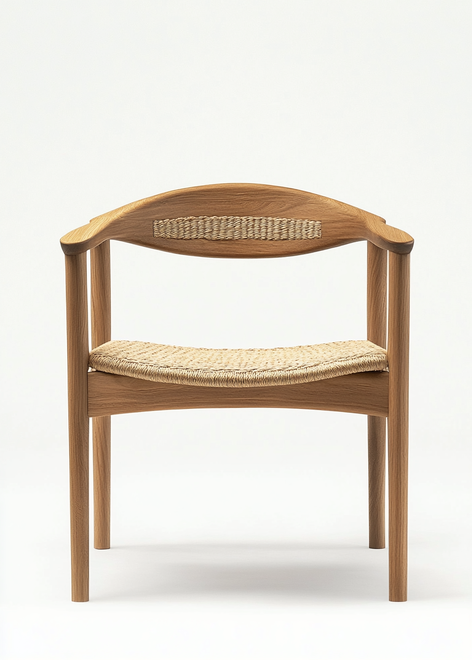 Chaise de salle à manger en bois de chêne et assise en corde naturelle - 54x53x76 cm - style scandinave-Comfyene