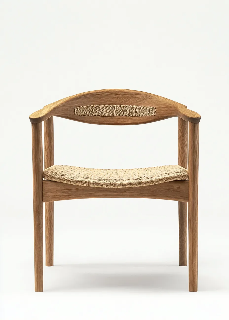 Chaise de salle à manger en bois de chêne et assise en corde naturelle - 54x53x76 cm - style scandinave-Comfyene