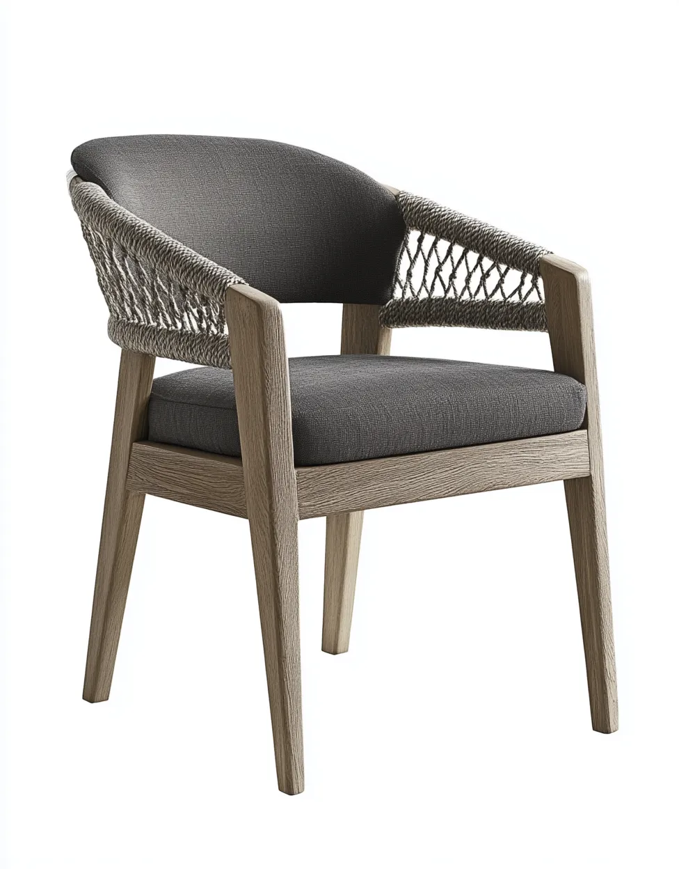 Chaise de salle à manger en bois et corde tressée 56x55x80 cm - gris/naturel - design moderne-Comfyene