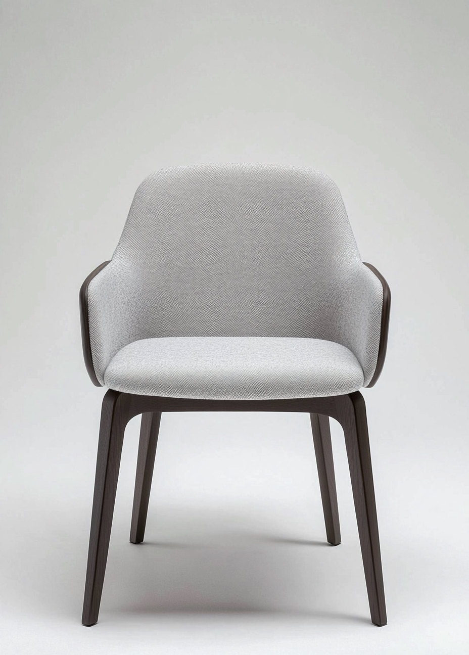 Chaise de salle à manger en tissu et bois 54x55x82 cm - gris clair/noyer foncé - design contemporain-Comfyene