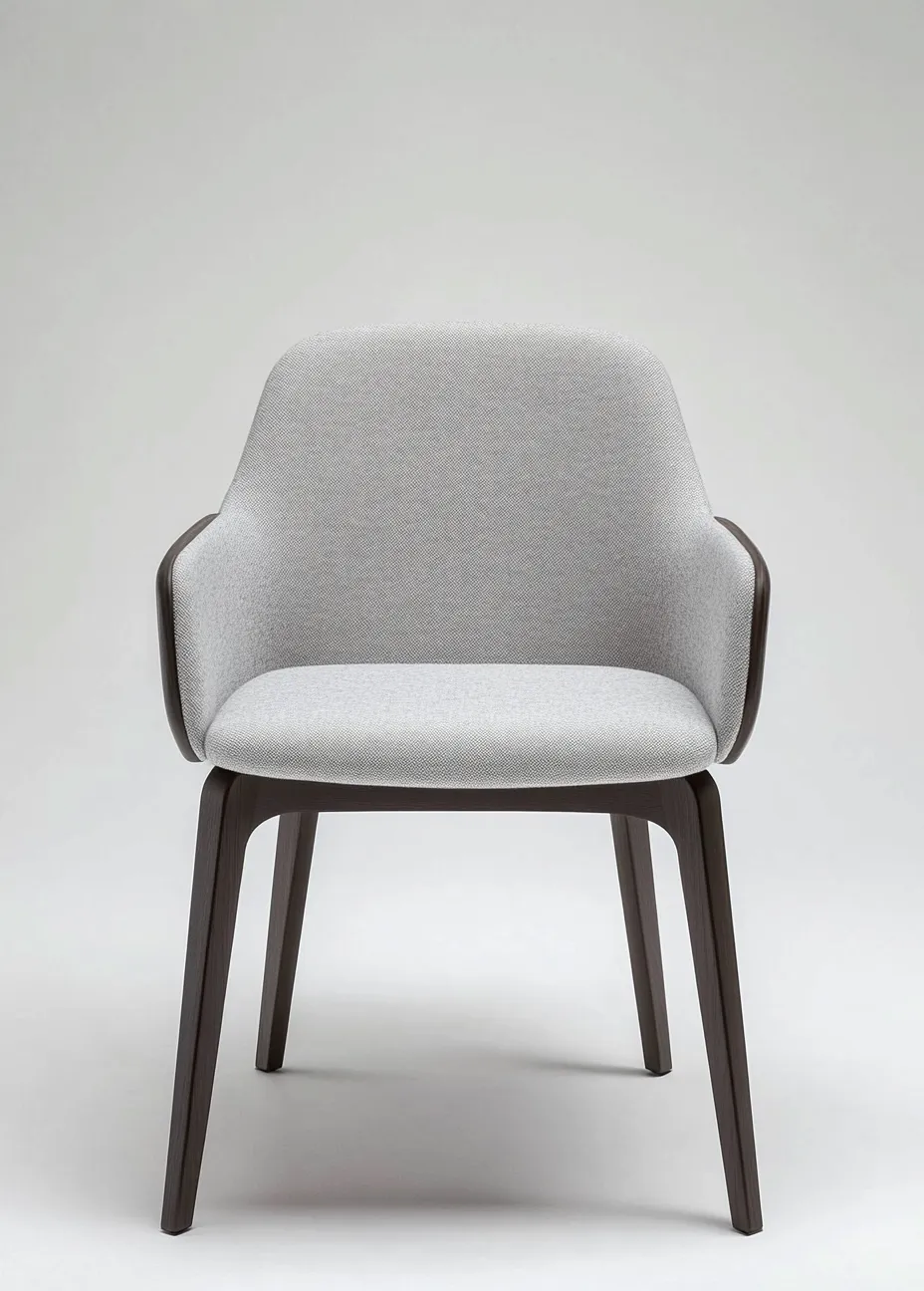 Chaise de salle à manger en tissu et bois 54x55x82 cm - gris clair/noyer foncé - design contemporain-Comfyene