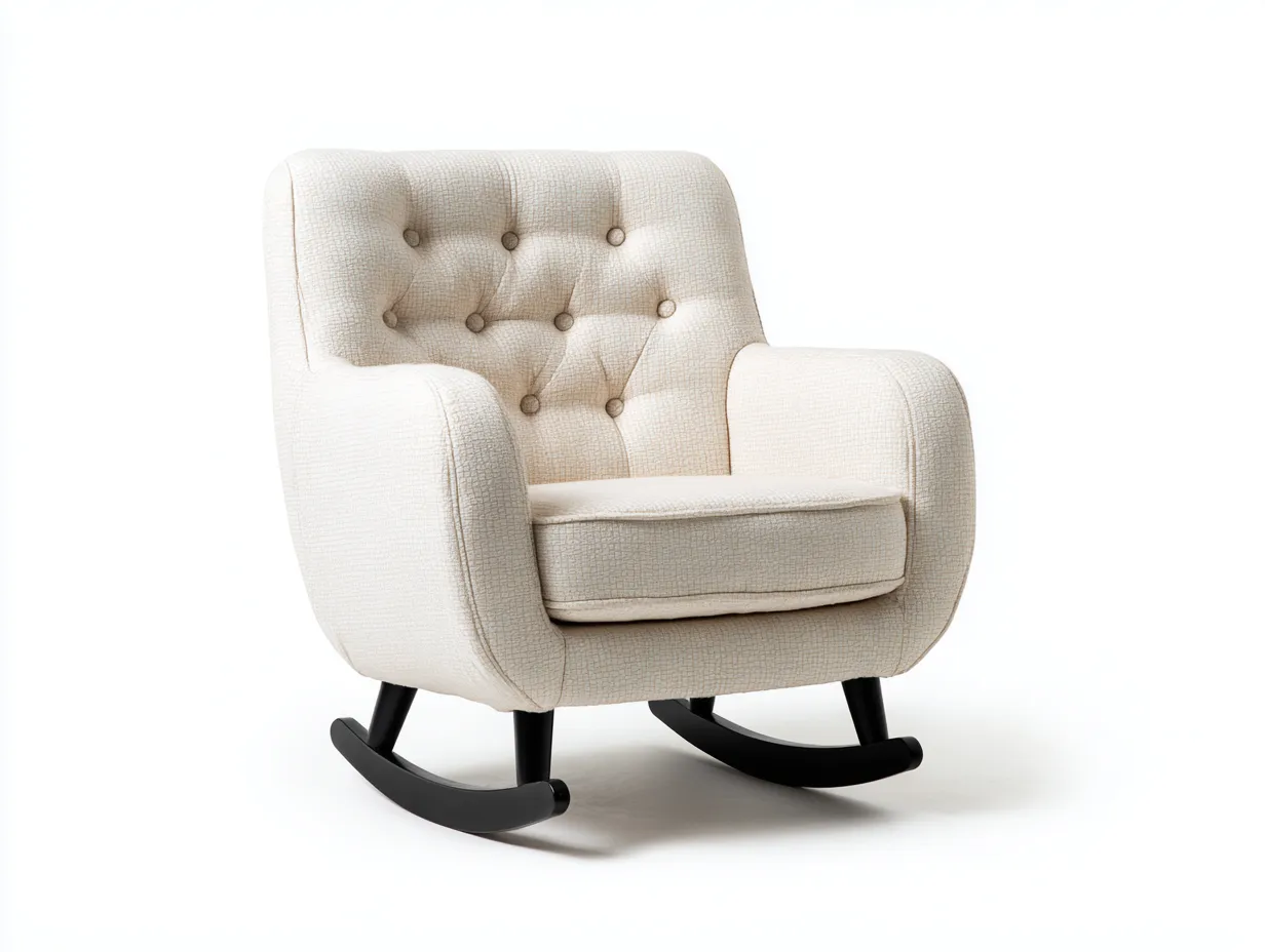 Fauteuil à bascule en tissu 85x95x100 cm - beige/noir - style rétro scandinave-Comfyene