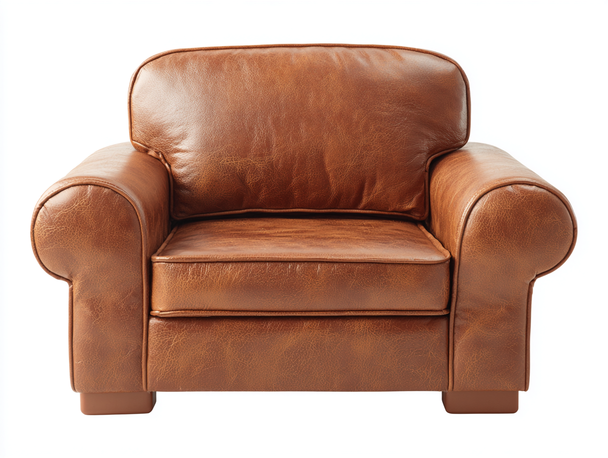 Fauteuil en cuir synthétique brun 115x85x80 cm - structure en bois - style classique élégant-Comfyene