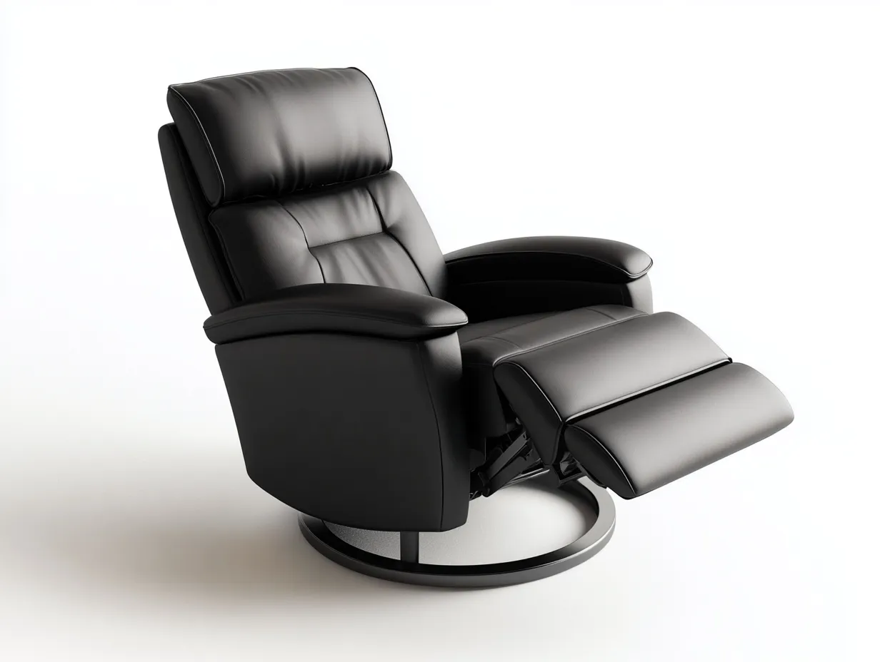 Fauteuil relax en cuir véritable 95x100x105 cm - noir - design ergonomique avec repose-pieds-Comfyene