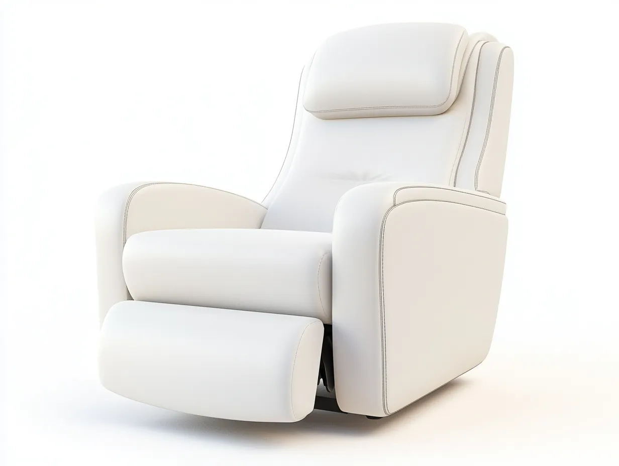 Fauteuil relax en cuir véritable 92x95x102 cm - blanc - design moderne inclinable-Comfyene