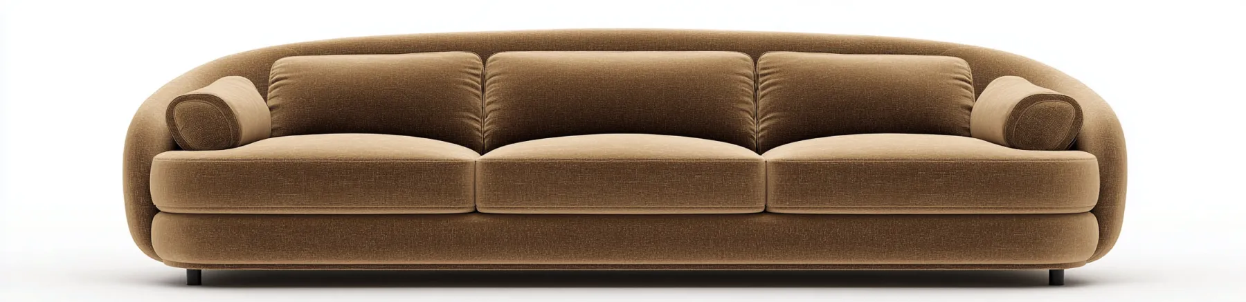 Canapé 3 places en velours - 220x95x85 cm - brun caramel - style contemporain et arrondi - pour salon moderne-Comfyene