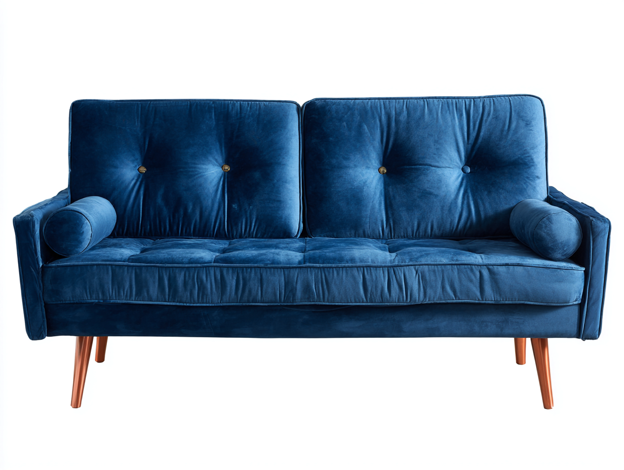 Canapé 2 places en tissu 155x85x85 cm - bleu foncé - style rétro moderne-Comfyene