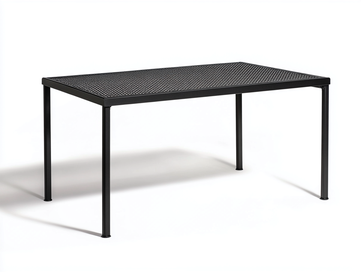 Table de salle à manger en métal perforé 160x80x75 cm - noir - style moderne minimaliste-Comfyene