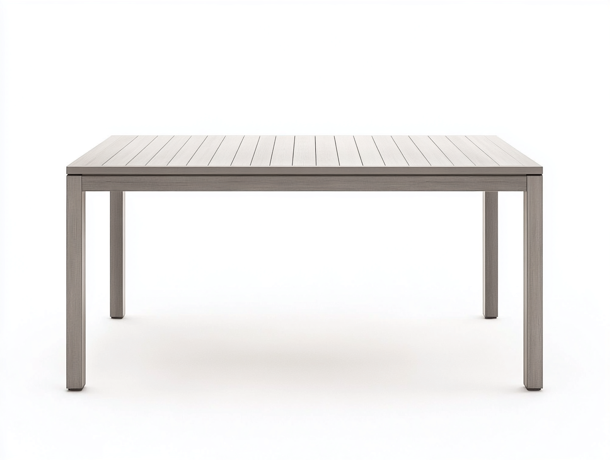 Table à manger en aluminium 165x85x75 cm - gris clair - style contemporain à lattes-Comfyene