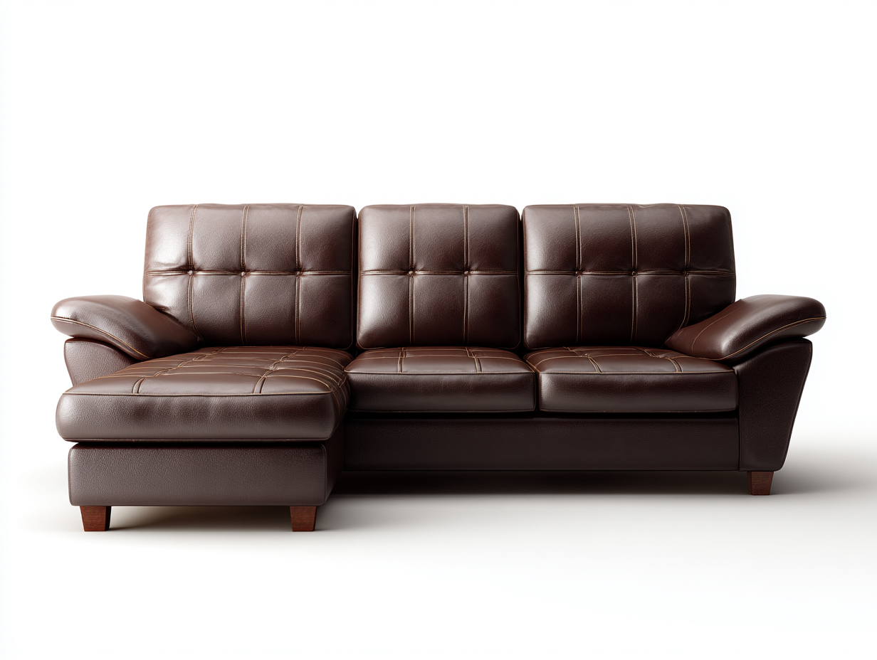 Canapé d'angle en cuir synthétique 250x160x85 cm - marron foncé - style contemporain-Comfyene