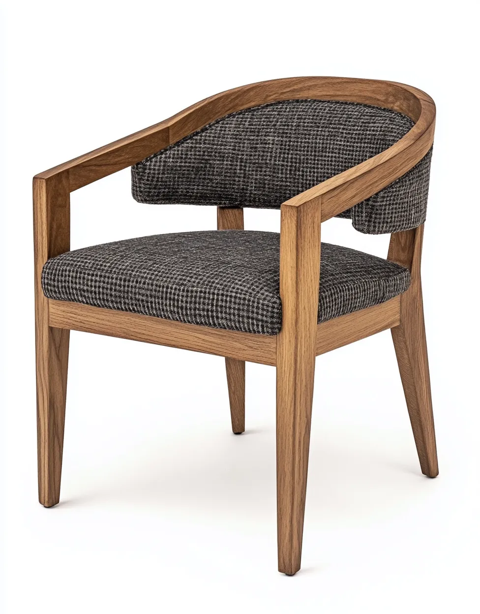Chaise de salle à manger en bois finition noyer et tissu gris - 54x55x78 cm - style contemporain-Comfyene