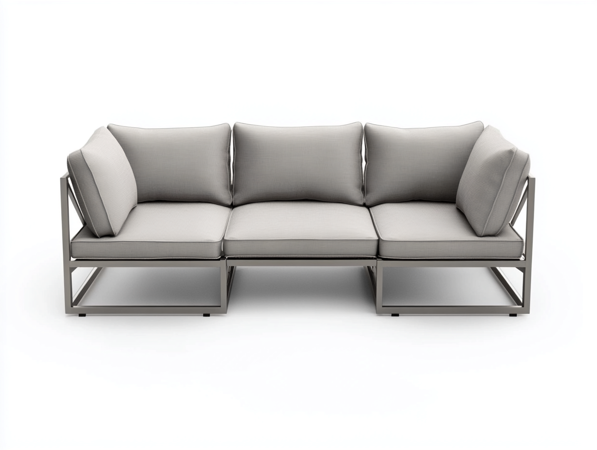 Canapé de jardin 3 places en aluminium et tissu 200x80x80 cm - gris clair - design contemporain pour extérieur-Comfyene