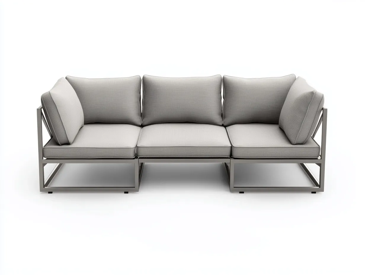 Canapé de jardin 3 places en aluminium et tissu 200x80x80 cm - gris clair - design contemporain pour extérieur-Comfyene