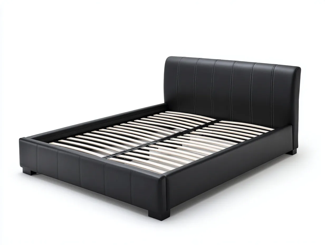 Lit double en similicuir 210x160x95 cm - noir - design moderne rembourré-Comfyene