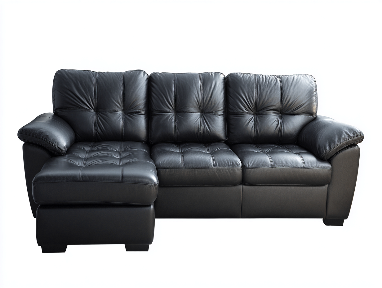 Canapé d'angle en cuir véritable 260x165x85 cm - noir - design moderne et élégant-Comfyene