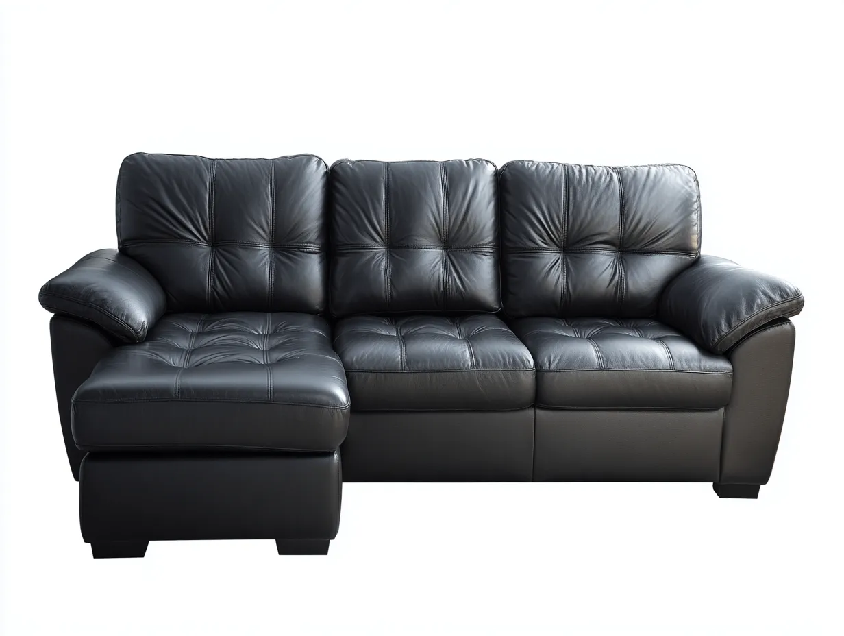 Canapé d'angle en cuir véritable 260x165x85 cm - noir - design moderne et élégant-Comfyene