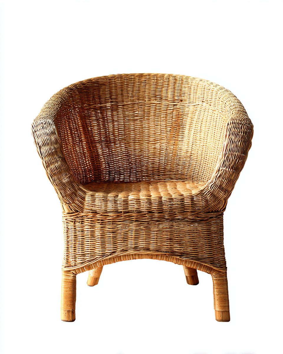 Fauteuil en rotin couleur bois 68x75x85 cm - design naturel - structure tressée à la main-Comfyene